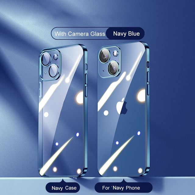 Funda transparente con revestimiento cuadrado 3CG, cubierta protectora de silicona suave para lente de iPhone 14, 13, 12, 11 Pro Max Plus, X, XR, XS, SE 2022, 7, 8