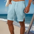 thumbnail image 1 of Puntoco Pantalones Cortos Casuales Para Hombre, Pantalones Deportivos Con Cordón Y Cremallera De Color Sólido Con Bolsillos Azul Claro M,Pantalones Cortos Hombre, 1 of 6