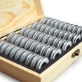 thumbnail image 5 of Caja De Almacenamiento De Monedas Conmemorativas De 50 Uds. Estuche De Protección De Monedas De Madera Con Almohadilla Ajustable Para Coleccionista De Monedas Adolescente Adulto Guardurnaity EL007320-00, 5 of 5