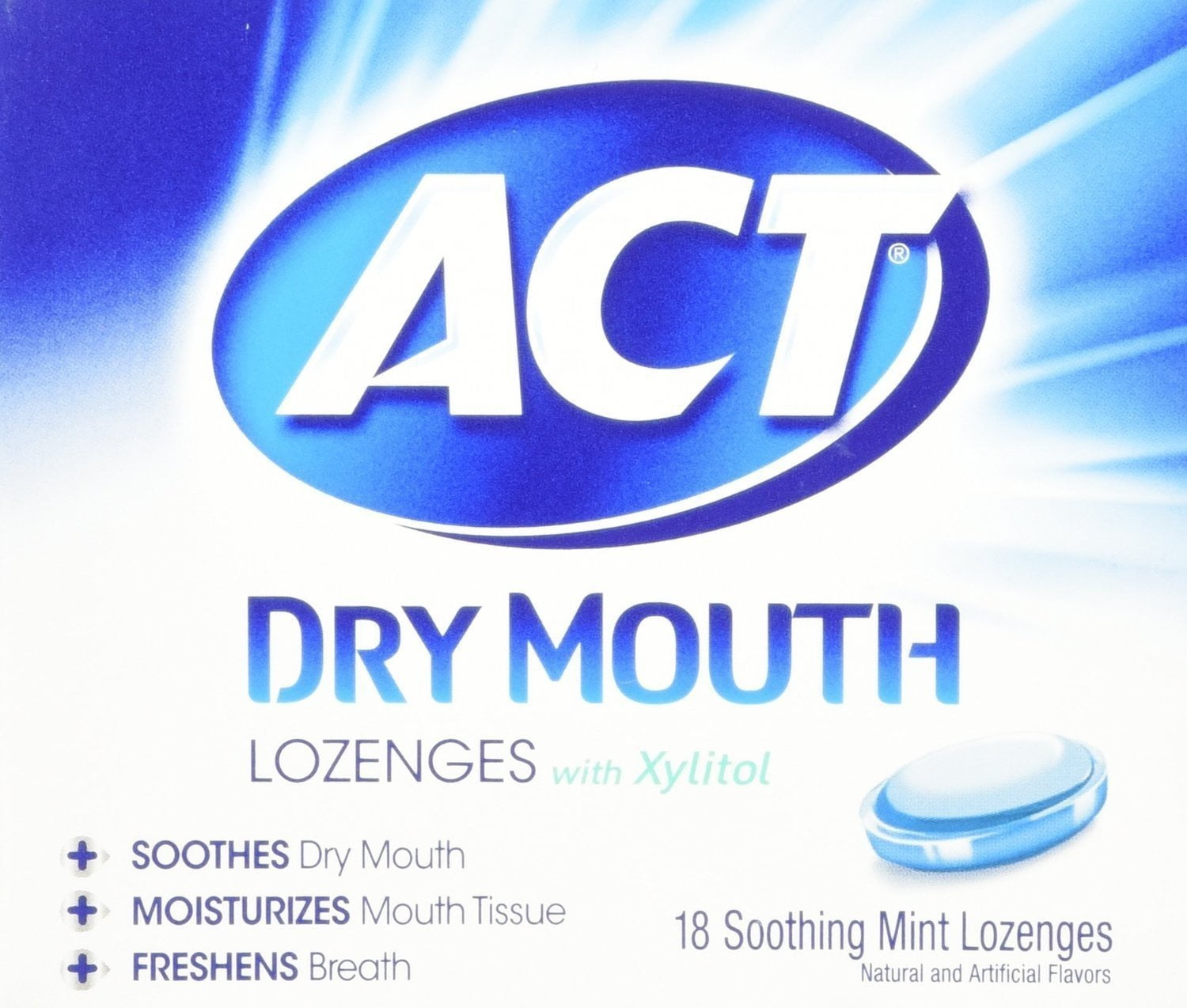ACT Dry Mouth Lozenges Mint, Mint 18 Each Pack of 5