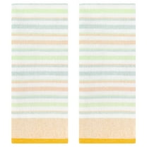 Unique Bargains 4 Pcs Striped Soft Hand Towel Yellow/Pink 13" x 27"/15" x 35"