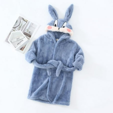 

Bathrobe Flannel Robe for Toddler Baby Boys Girls Cartoon Hooded Plush Sherpa Bunny Homewear Sleepwear