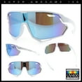 thumbnail image 2 of Boys Color Mirror Sportsmans Shield Oversized MTB Wrap Around Plastic Sunglasses White - Blue Mirror, 2 of 7