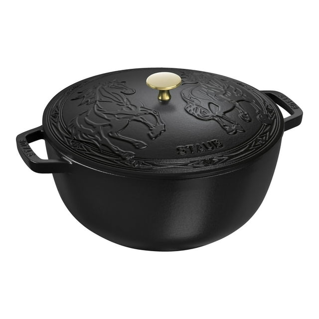 STAUB la Cocotte Four Français Rond en Fonte 4,8 L Année du Cheval, Noir
