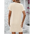thumbnail image 3 of Yesfashion Women Summer T-shirt Shift Dress Casual Twist Stripe Short Sleeve Crew Neck Knee Length Comfy Dress with Pockets, 3 of 5