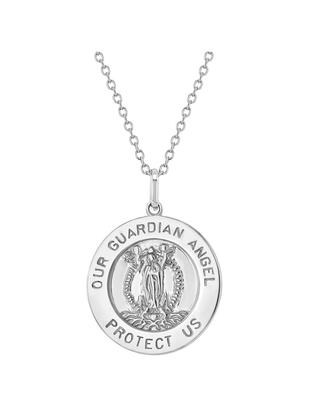 Sterling Silver Guardian Angel/Soccer Pendant 24 Chain 
