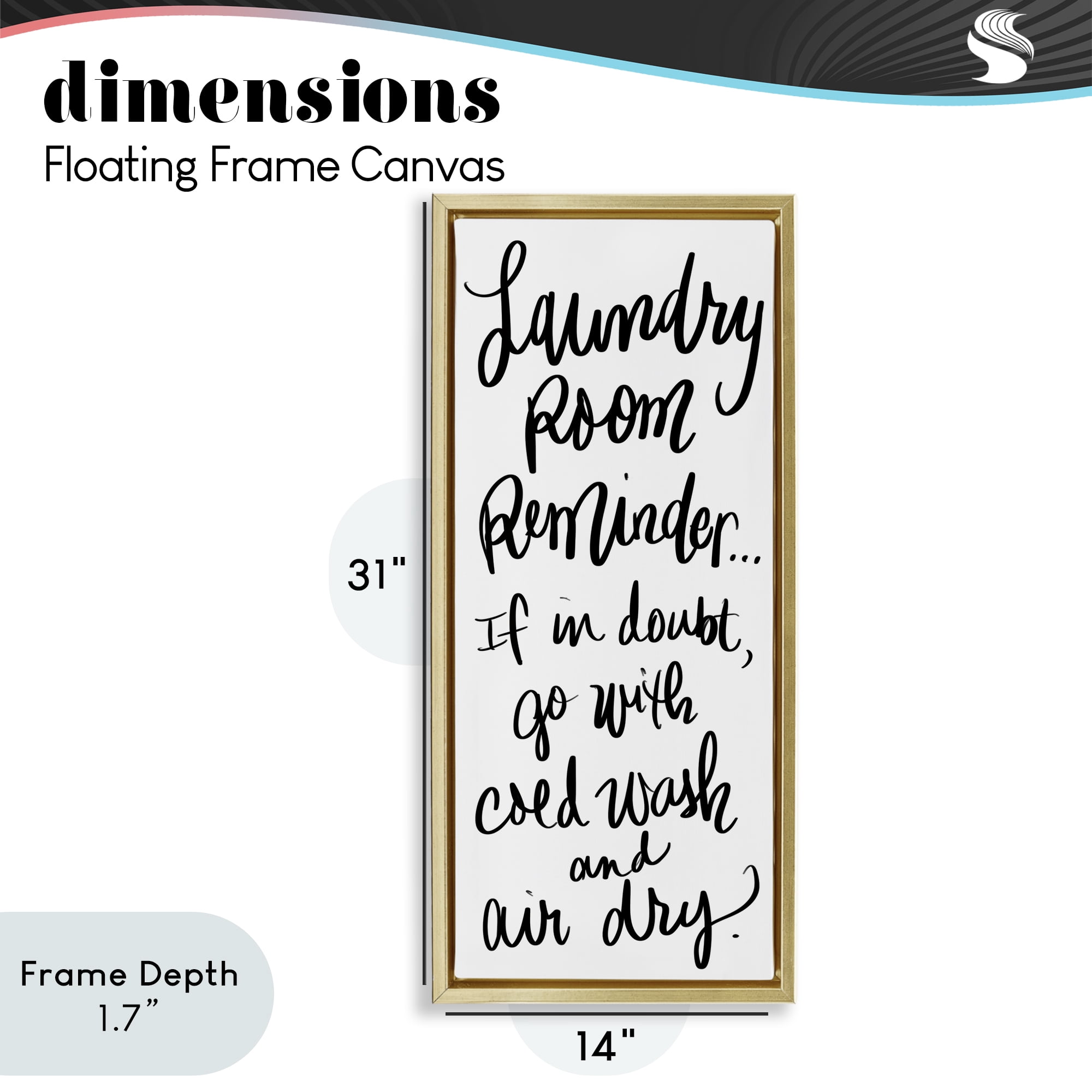 Stupell Industries If In Doubt Laundry Tip Gold Framed Floater Canvas Wall Art, design by SD Graphics Studio