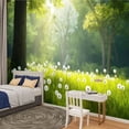 thumbnail image 2 of Peel and Stick Wallpaper Spring Nature Beautiful Landscape Green Grass Trees Dandelions Modern Art Wall Mural Decor Self Adhesive and Removable 100in x 144in, 2 of 8