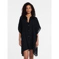 thumbnail image 2 of Time and Tru Women's Button-Down Coverup, Fashion Cover-Up, Black Soot, Summer Collection, 2 of 6
