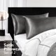 thumbnail image 3 of Deconovo Funda de almohada de seda Queen para cabello y piel, paquete de 2, gris carbón, fundas de almohada de satén con cierre de sobre, protector de almohada suave y antideslizante, 3 of 8