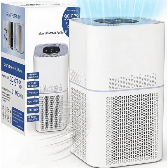 HEPA Air Purifier for Large Room up to 2200 ft² with Air Quality Sensor H13 True HEPA Filter White and Black