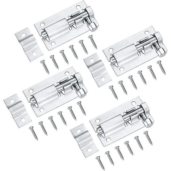 Dww-4 Pcs Verrou De Porte, Loquet Porte Coulissante, Serrure Porte Coulissante, Serrure De Porte, Boulons De Verrouillage De Porte, Targette En Acier
