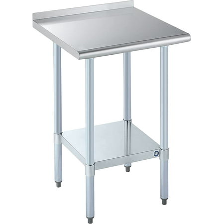 

Stainless Steel Table for Prep & Work with Backsplash 48x24 Inches NSF Metal Commercial Kitchen Table with Adjustable Under Shelf and Foot for Restaurant Home and Hotel
