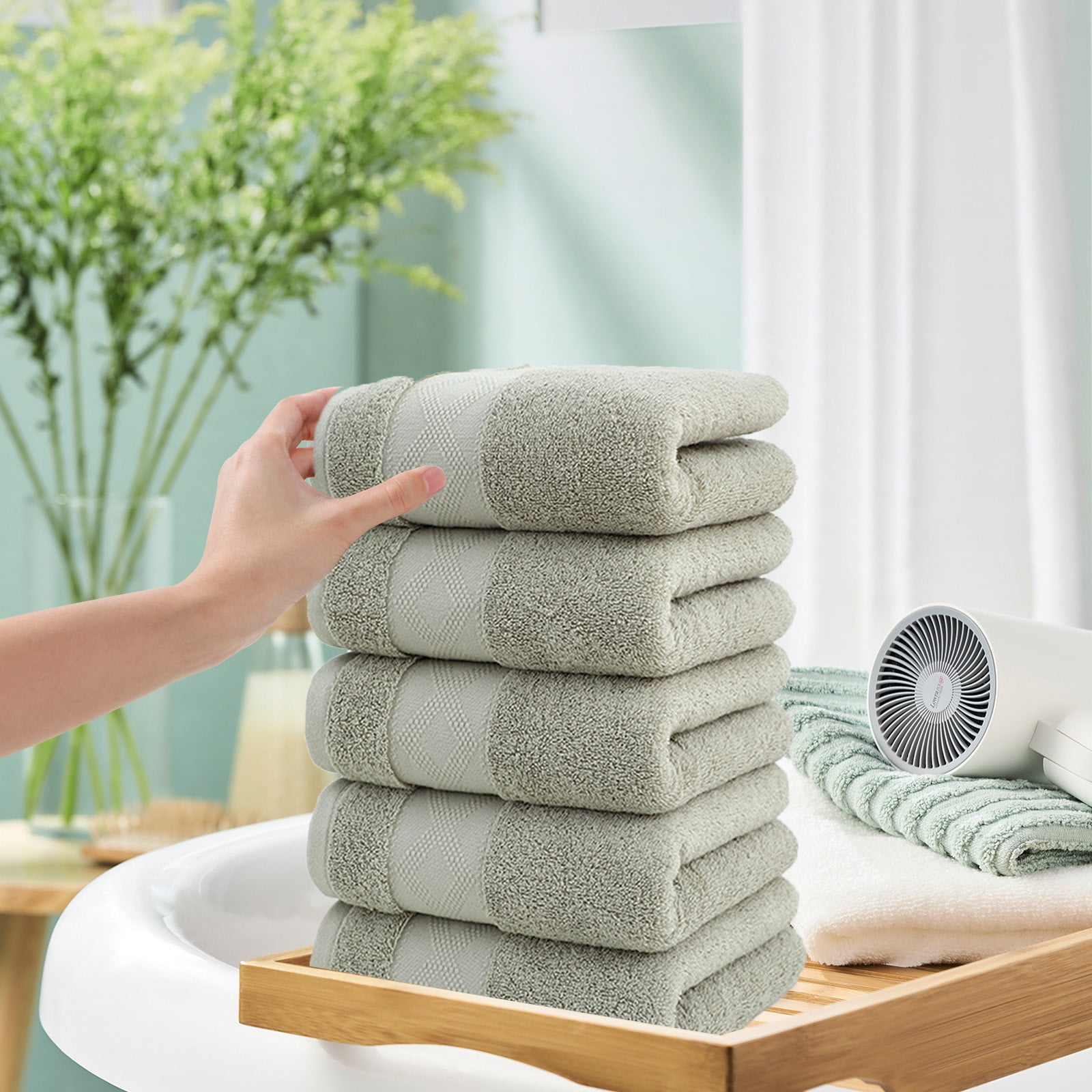 Bath Towels Set | 5 Pack | Soft Thick Absorbent Spa Towel Collection for Bathroom, Shower, Salon, Pool | 71x34 cm | Multiple Colors | Durable Double-Stitched Edges
