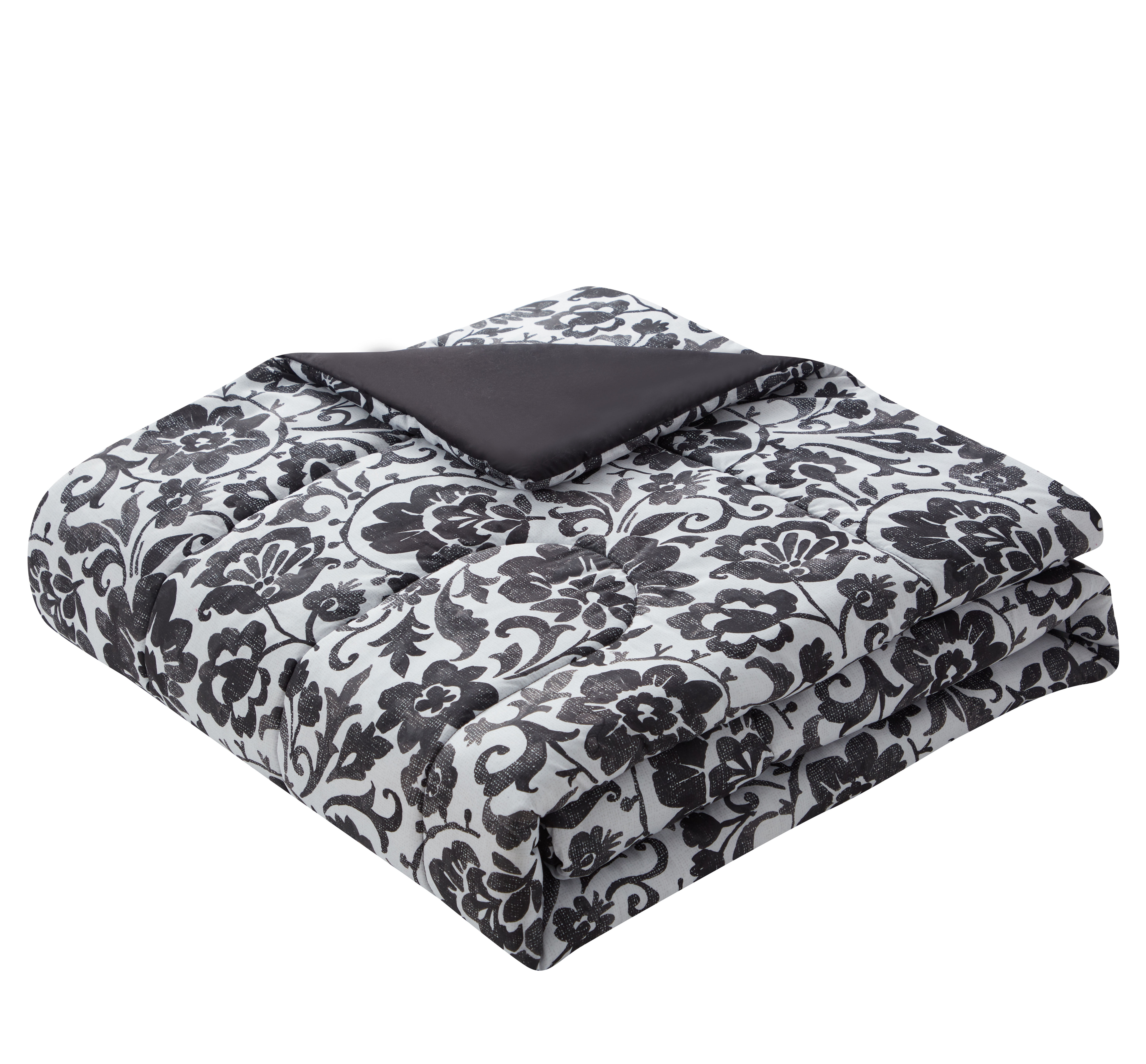 CURATED COLLECTION 12-Piece Bed in a Bag Black & White Floral, King