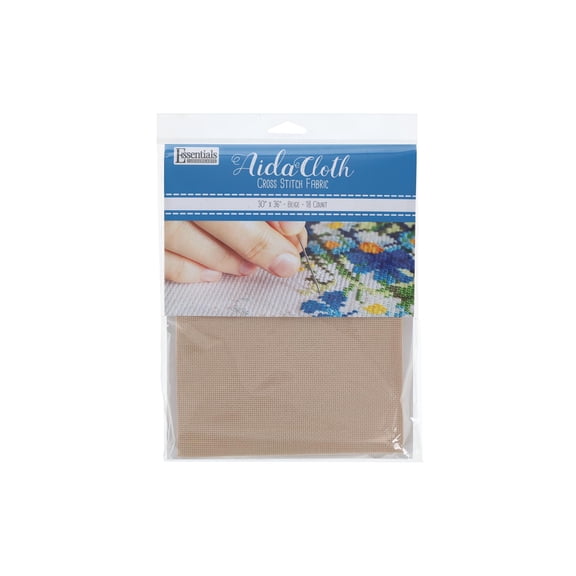 Essentials By Leisure Arts Aida Cloth, 18 Count, Beige Cross Stitch Fabric, Embroidery Fabric, Cross Stitch Supplies For Crafting, Stitching, And Sewing Projects 30X36