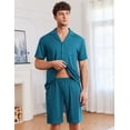 thumbnail image 3 of EKOUAER Mens Pajamas Set Short Sleeve Sleepwear Button Down Soft Loungewear 2 Piece Pj Shorts Sets with Pockets, 3 of 6