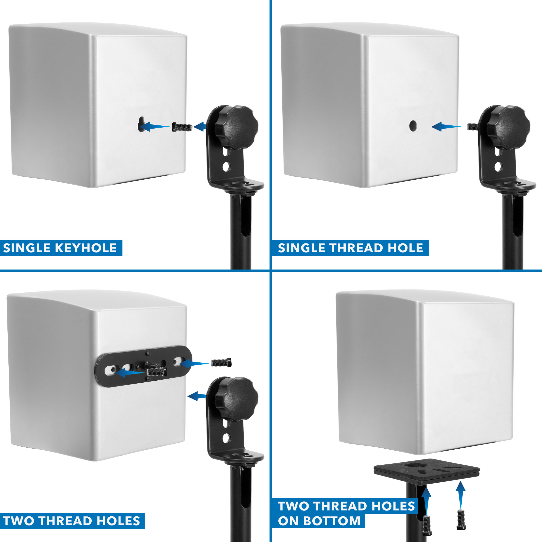 Mount-It! Height Adjustable Speaker Floor Stands, Black, (2 Count)