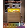 thumbnail image 5 of Fluted Night Stand Set of 2 with Charging Station, Wood Bedside Table Set of 2 with Drawers, Metal Handel, LED ights, Arch Legs, 5 of 9