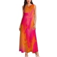 thumbnail image 3 of Pink Orange and Red Marble Fusion Design Long Dress Woman clothing Long veiled dresses Wom's summer dresses Dress, 3 of 7
