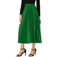 thumbnail image 1 of FALDA MIDI PLEATADA METÁLICA DE CINTURA ELÁSTICA PARA MUJERES CHIC INSPIRE 2XL VERDE, 1 of 8