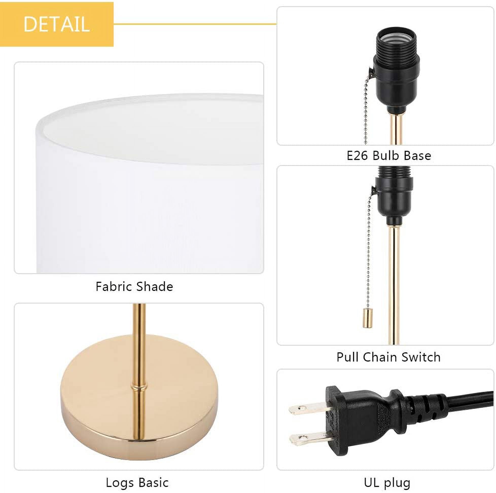 Oumilen Modern Desk Lamp with Metal Base Fabric Lamp Shade - Gold