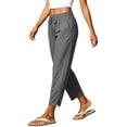 thumbnail image 5 of Oksale Womens Petite Linen Pants with Pockets Casual Drawstring Elastic Waisted Ankle Pants Lightweight Loose Straight Leg Cotton Pants Vacation Outfits Dark Gray L, 5 of 9