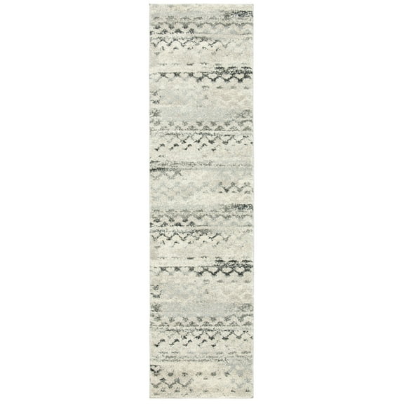 SAFAVIEH Retro Coilean Abstract Runner Rug, Cream/Grey, 2'3" x 15'