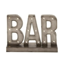 DecMode Sign Bar Metal Decorative Sign with LED Lights, 1-Piece