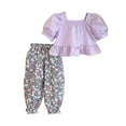 thumbnail image 2 of Qertyioot Ensemble de Printemps et d'Été pour Filles, Imprimé Mignon, T-Shirt à Manches Courtes Confortable à Col Rond et Pantalon, 2 of 5
