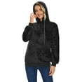 thumbnail image 4 of Spencer Womens Faux Sherpa Fuzzy Fleece Sweatshirt Loose Winter Warm Pullover Half Zip Oversized Hoodies with Pockets, Size M-3XL, 4 of 10