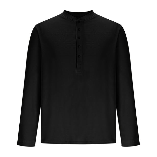 Liquidation sous 10!Ofreoo Blouse à Manches Longues Col Rond Respirante pour Hommes Mode Décontractée Noir m