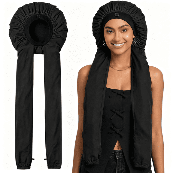 TELOLY Bonnet for Braids Long Hair Silk Bonnets Sleeping Women Samurai Wrap Hair Hose Bonnet 2 in 1 Hair Protection,Stylish Boho Braids Bonnet