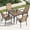 Square Table, variant on Nuu Garden 5-Piece Patio Dining Set, Outdoor Dining Set with Textilene Stackable Patio Dining Chairs with Faux Wood Armrests, Tempered Glass Dining Table with 2" Umbrella Hole, Black and Khaki