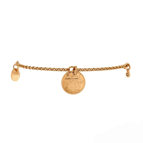 Pre-Owned Hermes Ex-Libris Bracelet 18K Rose Gold with Diamond Small By Rebag