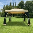 thumbnail image 2 of 10x10 Canopy Tent, BTMWAY Outdoor Gazebo Canopy Metal Fram, Canopy Tents for Outside with Netting, Double Roof, Waterproof Soft Top, Outdoor Party Tent for Lawn, Garden, Backyard, Deck, Beige, R2242, 2 of 12