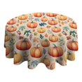 thumbnail image 4 of Fall Pumpkins and Leaves Pattern Round Tablecloth 60" X 60",Wrinkle Wipeable Table Cloth for Kitchen Dining Room Picnic Patio Party, 4 of 6