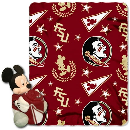 State Fleece Throw Official NCAA and Disney Cobrand Florida State Seminoles Mickey Mouse Hugger Character Shaped Pillow and 40