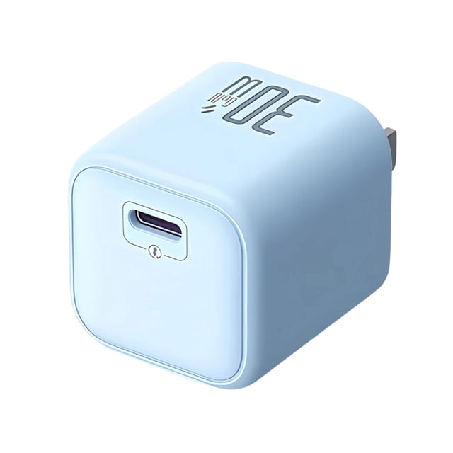 Blue Type C Charger Block Pd30W Super Fast Charging Wall Adapter Compact Size 40X35X35Mm Gan Technology For Phones Tablets Electronic Devices Us Plug Blue