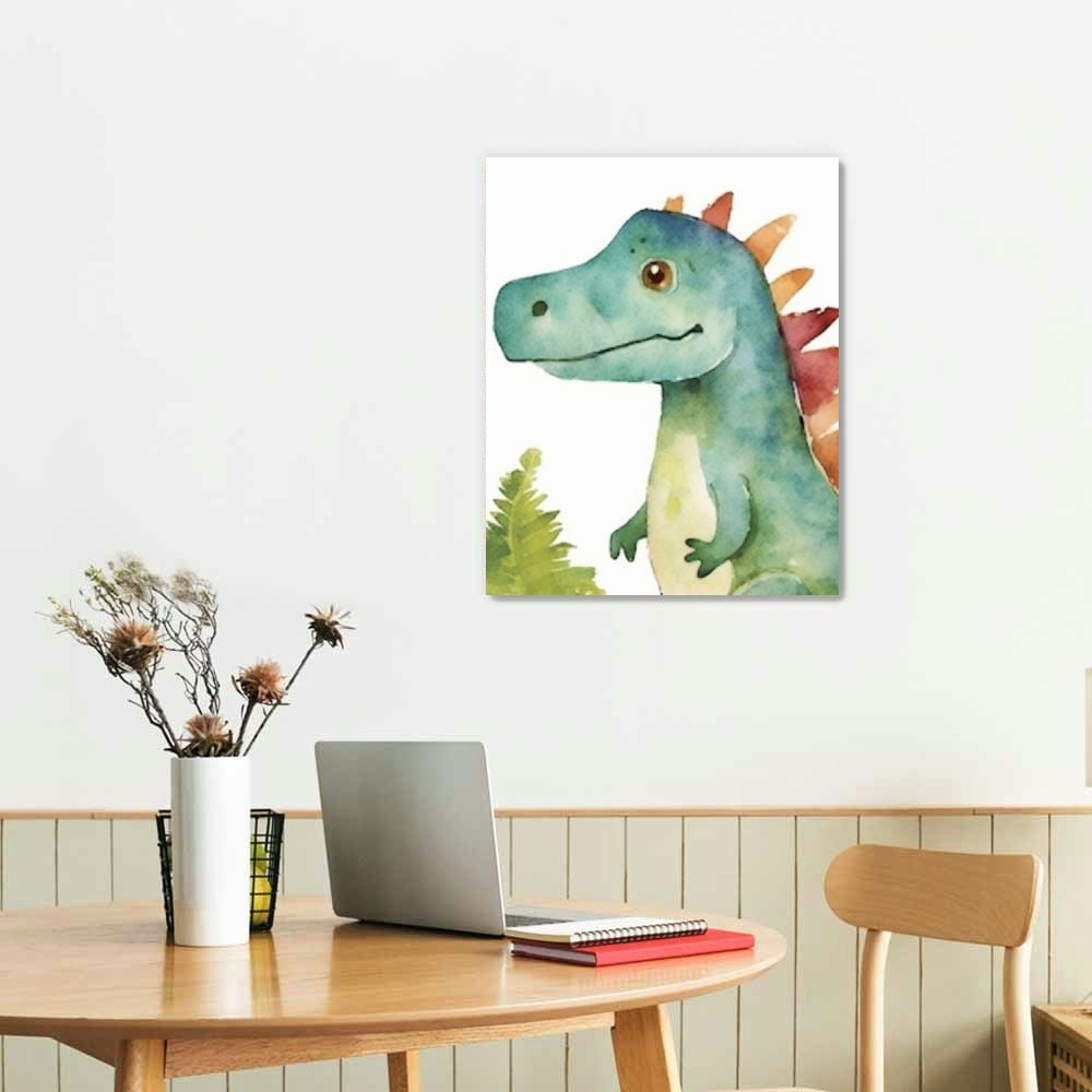 Dinosaur Wall Decor, Dinosaur Wall Art, Bedroom Nursery Kids Room Boys Room Baby Room Playroom Canvas Print Poster Pictures Teens Toddlers Cute Watercolor Dino Animal Themed  16x20in