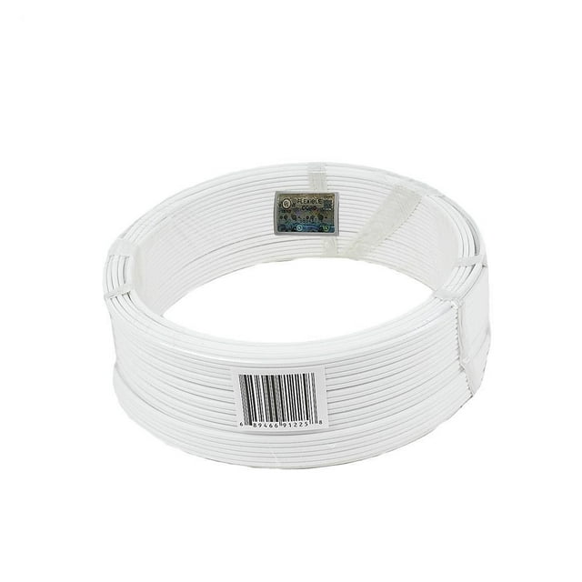 Novelty Lights 100 Ft White SPT-2 Wire, 18 Gauge 2-Conductor Zip Cord SPT-2, Ul Listed, Max 10a 1200w