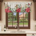 thumbnail image 6 of Christmas Poinsettia Curtain Valances for Windows, Kitchen Valance Window Treatments Panel 2 Pack, Xmas Birds Berries Eucalyptus Botanical Rod Pocket Short Curtains for Bathroom Bedroom 54 x 18 Inch, 6 of 8