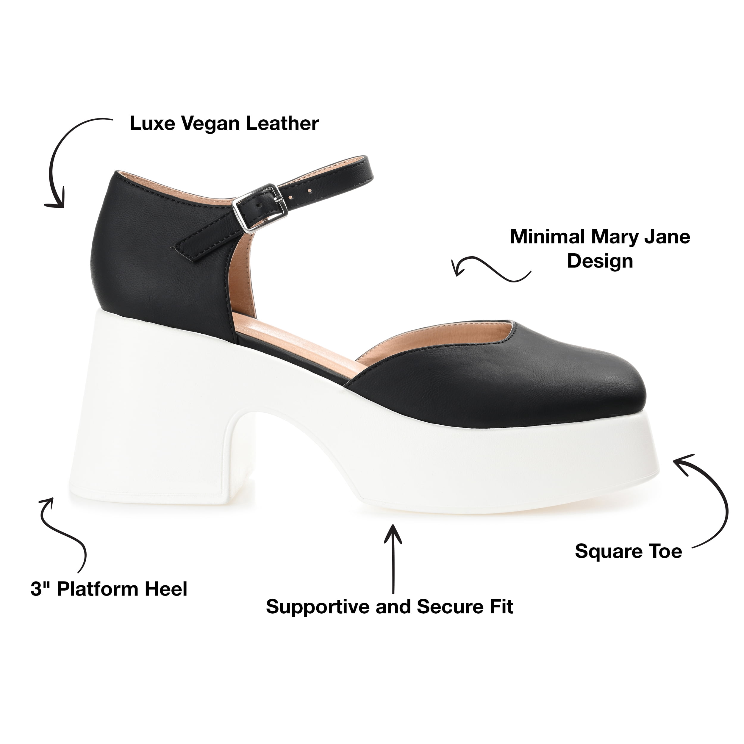 Journee Womens Lizaa Square Toe Ankle Strap Sporty Platform