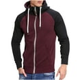 thumbnail image 2 of POROPL Wine Pullover for Men Patchwork Stand Collar Long Sleeve With Pocket Blouse Gifts for Men, 2 of 6