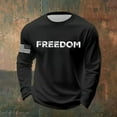 thumbnail image 2 of Men Letter Graphic T Shirts Freedom Long Sleeve Tee Tops Black XL, 2 of 3