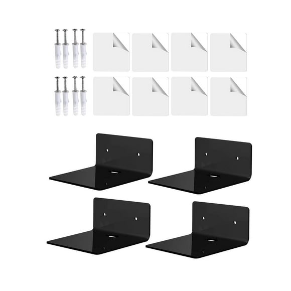simhoa 4 Pieces Wall Mounted Shelves Small Floating Shelves for Bedroom Living Room Black