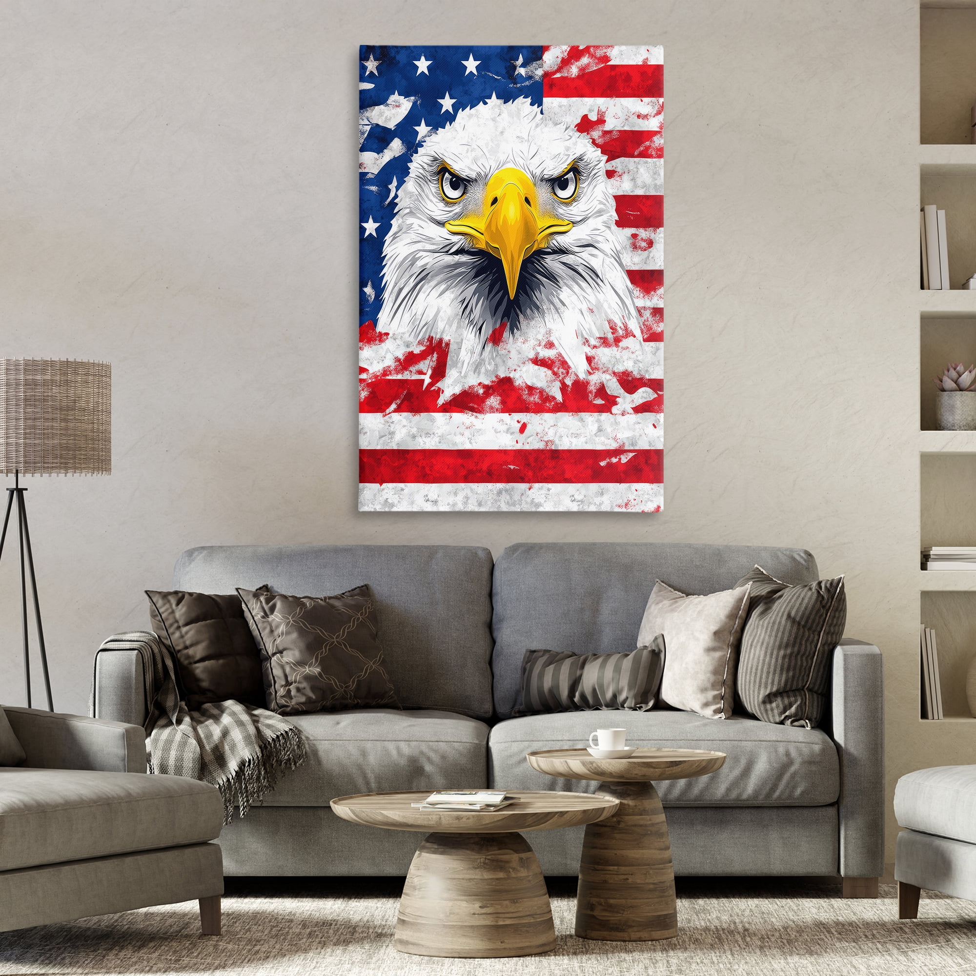Stupell Industries Patriotic Bald Eagle Flag Canvas Wall Art, design by The Wands Want
