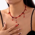 thumbnail image 4 of Valentine Jewelry Gothic Black Red Choker Necklace Vintage Blood Drop Tassel Pendant Necklace Punk Dark Tear Drop Y Necklace Halloween Necklace Jewelry Necklace for Women Halloween Costume Jewelry Ac, 4 of 5