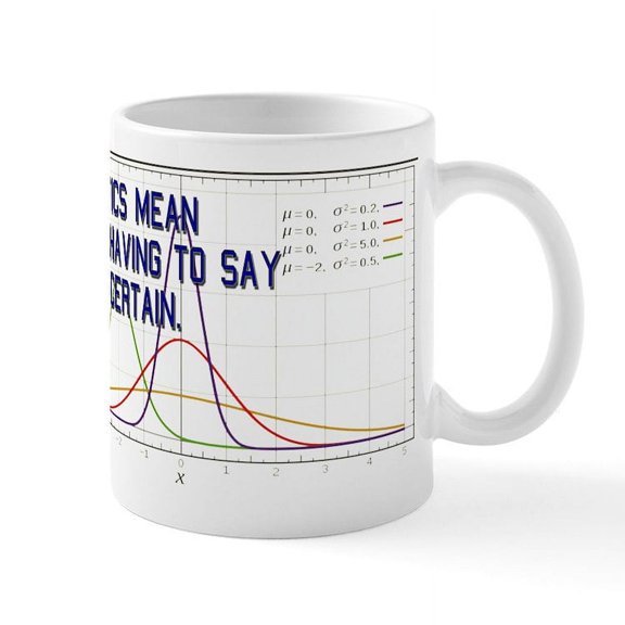 CafePress - Statistics Means Uncertainty Mug - 11 oz Ceramic Mug - Novelty Coffee Tea Cup