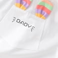 thumbnail image 6 of Gyratedream Baby Girl's 2 Pieces Dress Set Outfits Toddler Kids Rainbow Stripe Print Round Neck Short Sleeve Top and Strap Overall Dress with Pocket of Cute Bunny Ears Sets for 12 Months-6 Years, 6 of 8